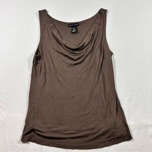 New York & Company Chocolate Drape Neck Tank Top